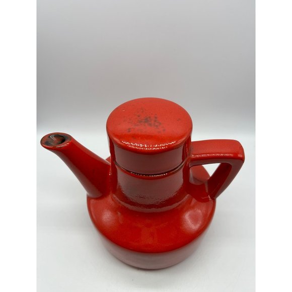 Vintage Metlox Pottery Poppytrail Red Teapot MCM Stamped 4550/3 on base - Picture 2 of 9